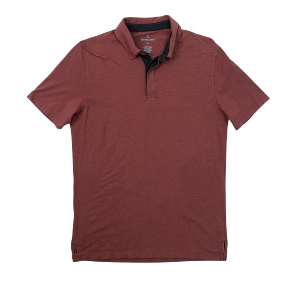 Tommy John Polo Shirt Mens S Small Brick Red Pima Cotton Modal Blend Stretch - Picture 1 of 10